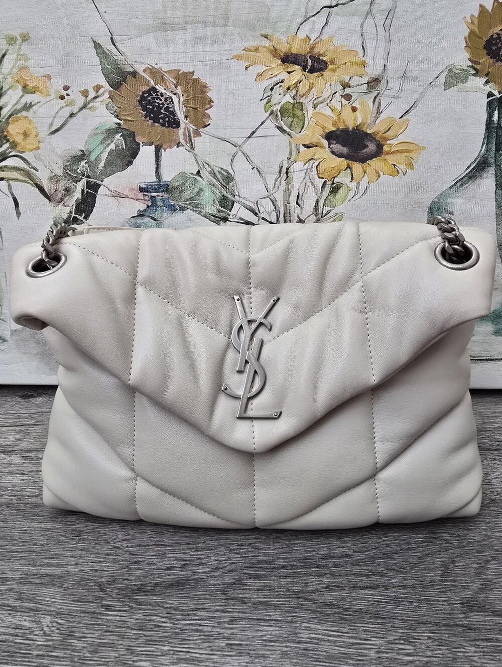 YSL Medium Puffer Blanc Vintage